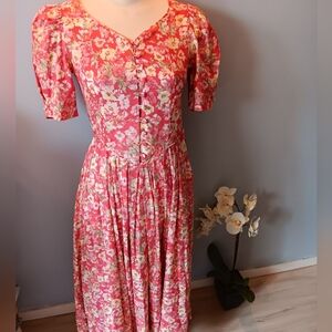 European Vintage Laura Ashley pink floral dress NWOT